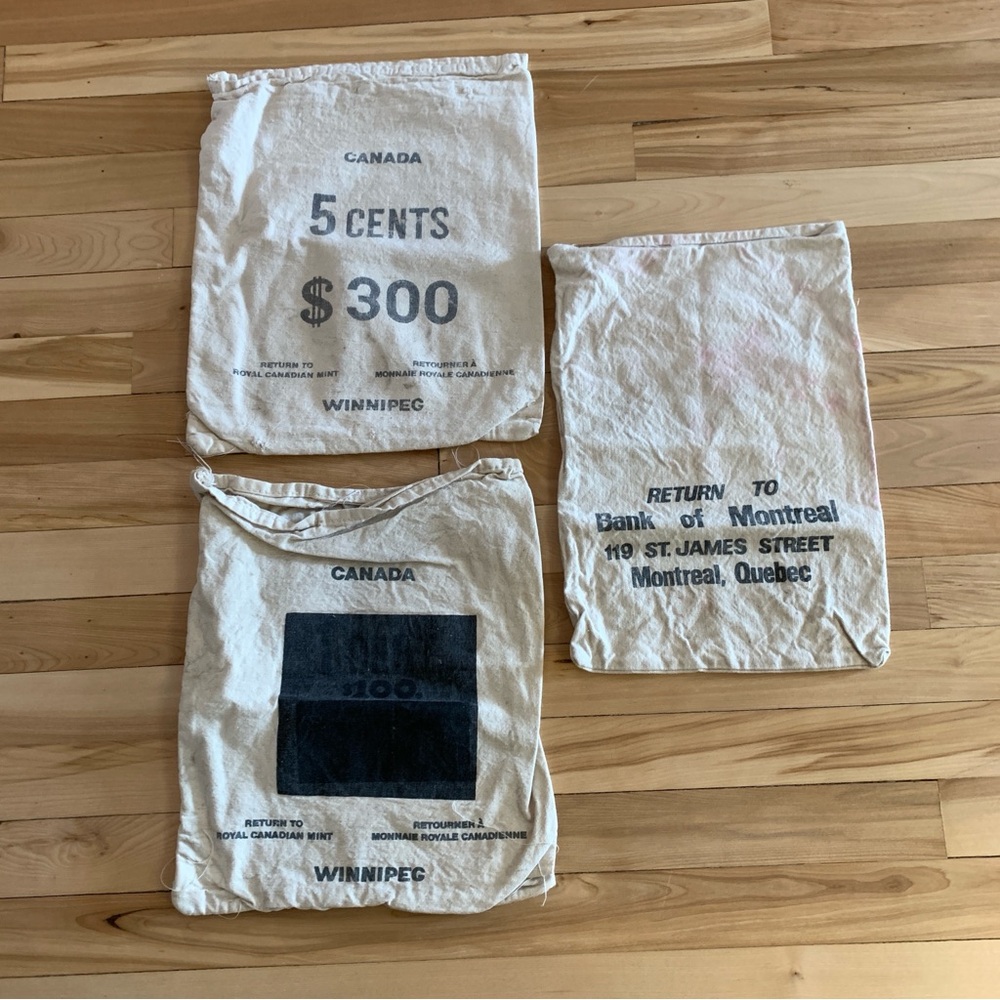 Vintage Canadian Bank Money Bags Lot Of 3